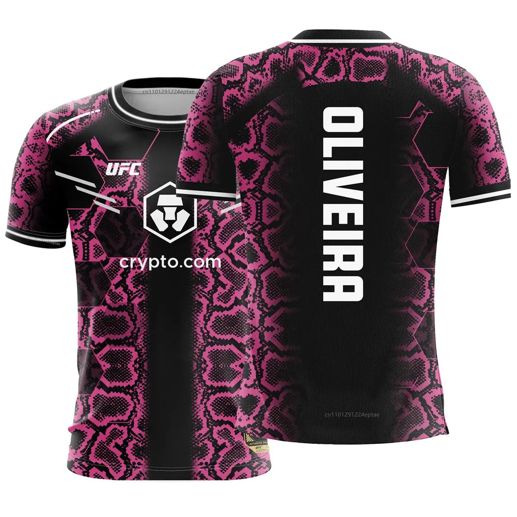 UFC MMA Oliveira T-shirts Brazilian Mixed Martial Artist Men's Fight Night Champion Jersey Summer Male GYM Breathable Tees Tops UFC Fight Night Store